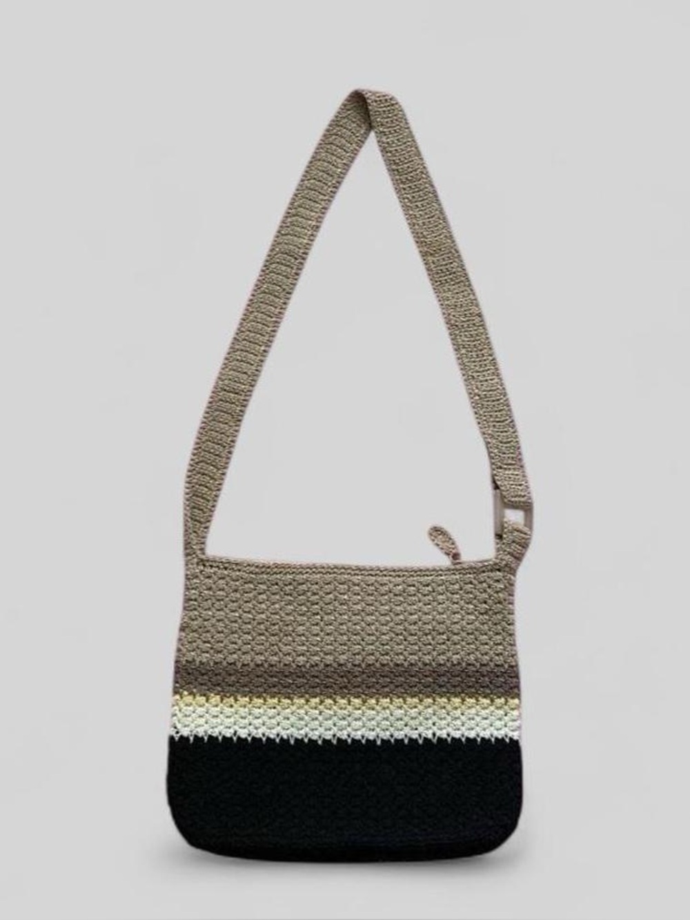 Liz Claiborne Crochet Colorblock Crossbody Bag Neutral Knit Purse